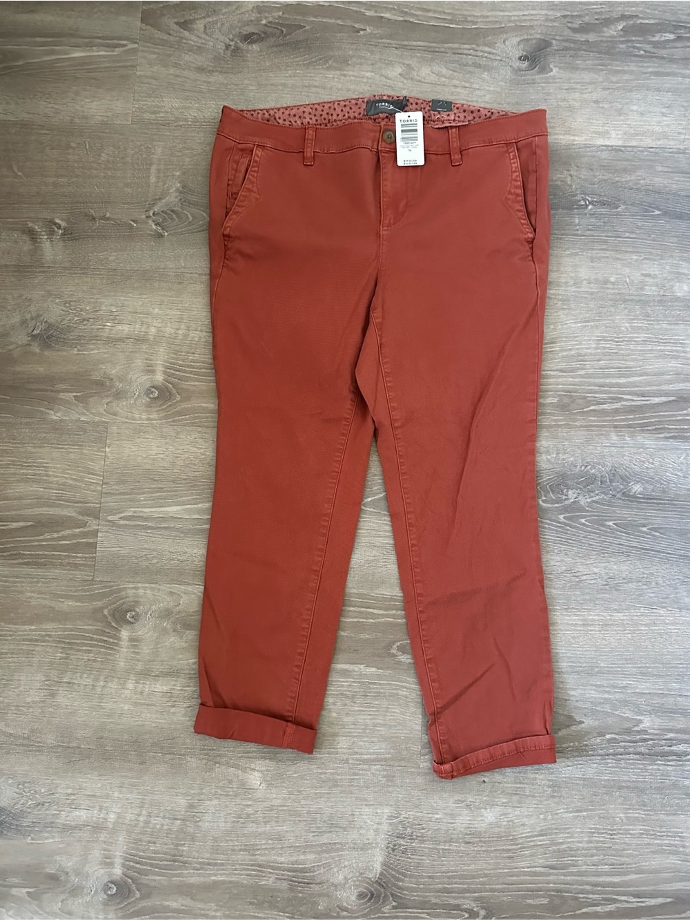 Torrid Rust Chino Twill Crop Pants Womens Plus Size 14 New With Tags Pockets
